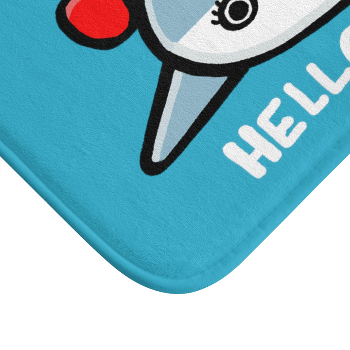 Hello Shark Blue Plush Bath Mat