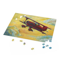 Fun in the Sky Pitts Red Biplane Pilot Dog Puzzle (120, 252, 500-Piece)