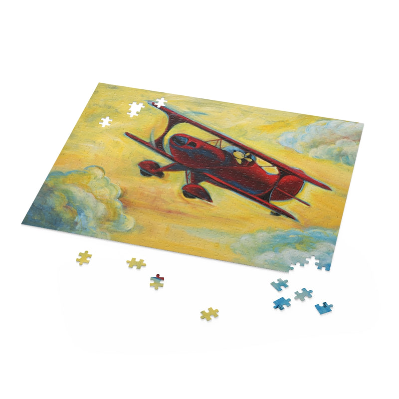 Fun in the Sky Pitts Red Biplane Pilot Dog Puzzle (120, 252, 500-Piece)