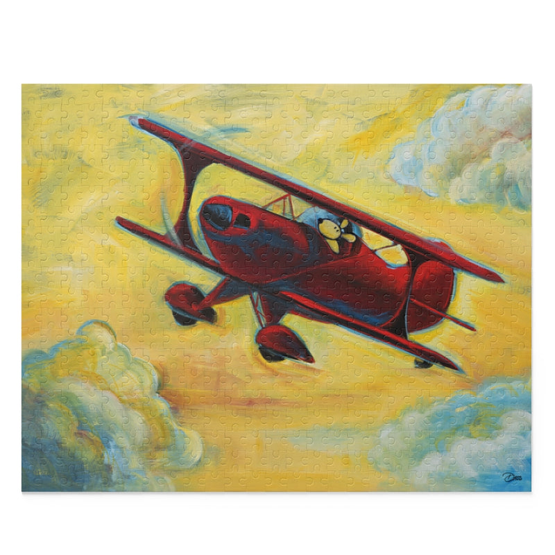 Fun in the Sky Pitts Red Biplane Pilot Dog Puzzle (120, 252, 500-Piece)