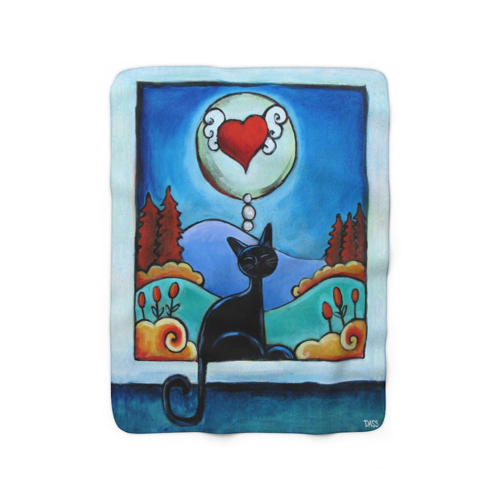 Cat Thinking of You Sherpa Fleece Blanket