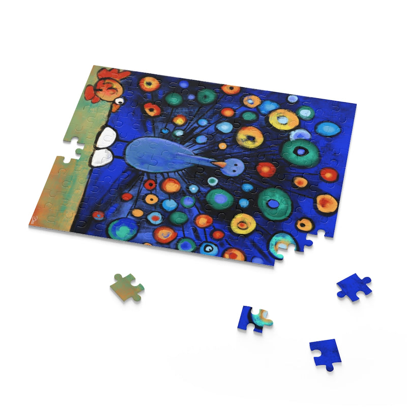 Peacock Wooing Chicken Puzzle (120, 252, 500-Piece)