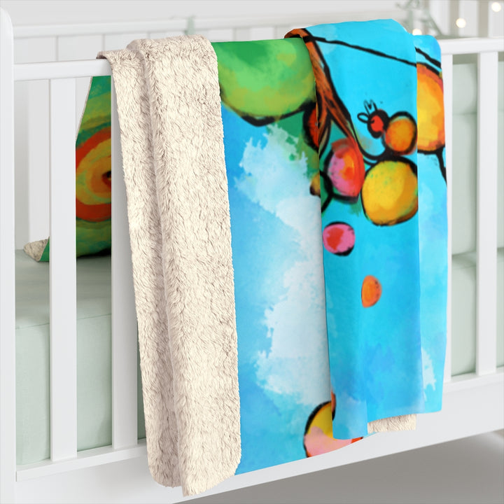 Happiness (Dog on Swing) Sherpa Fleece Blanket