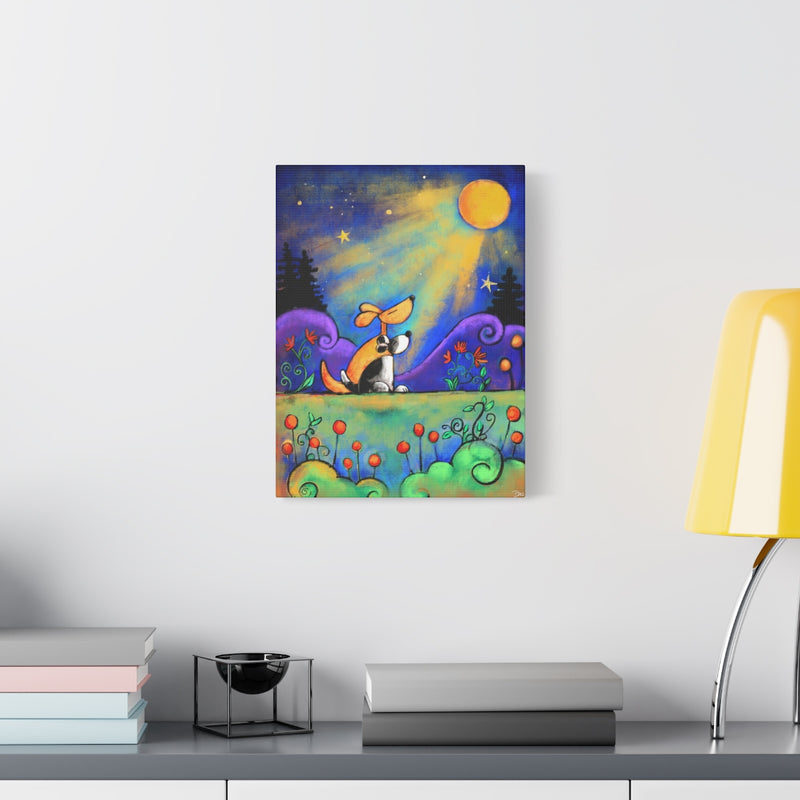 No Place I Would Rather Be Than Here With You | Two Dogs Looking at Moon | Stretched Canvas 1.25" Deep