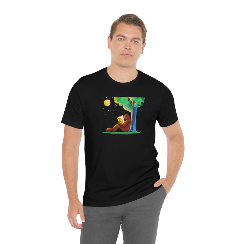 Bigfoot Reading How to Mingle Unisex Soft Cotton T-Shirt