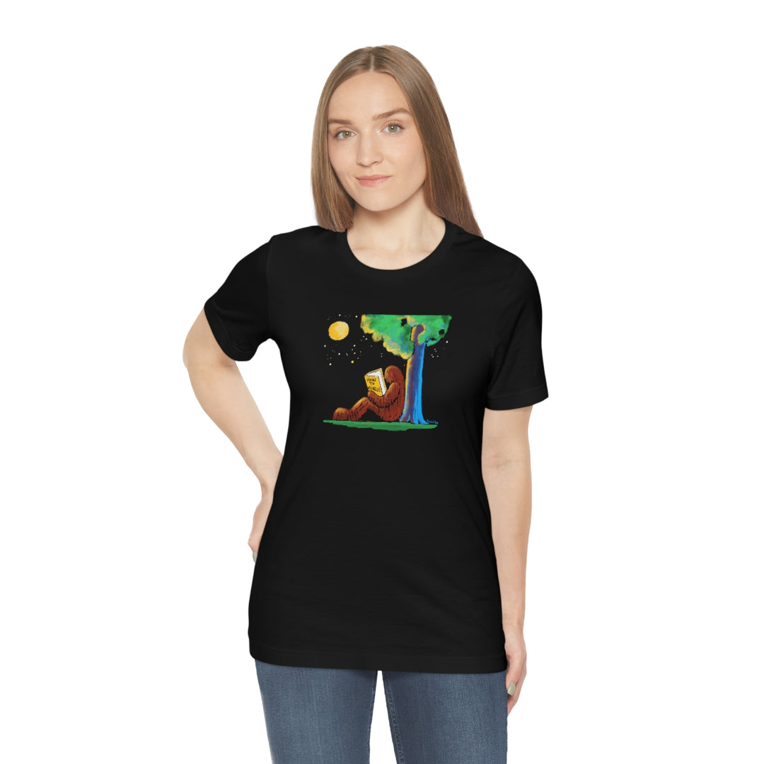 Bigfoot Reading How to Mingle Unisex Soft Cotton T-Shirt