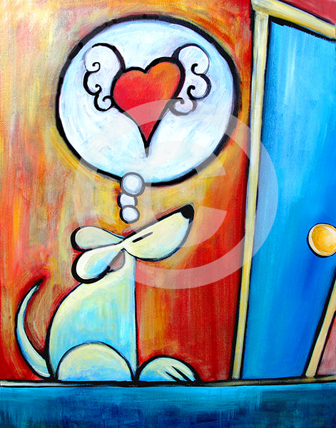 Waiting for you... Dog Art - Colorful Animal, Aviation, whimsical, Airstream, Quotes Art Kids, Pediatrics, Happy Art