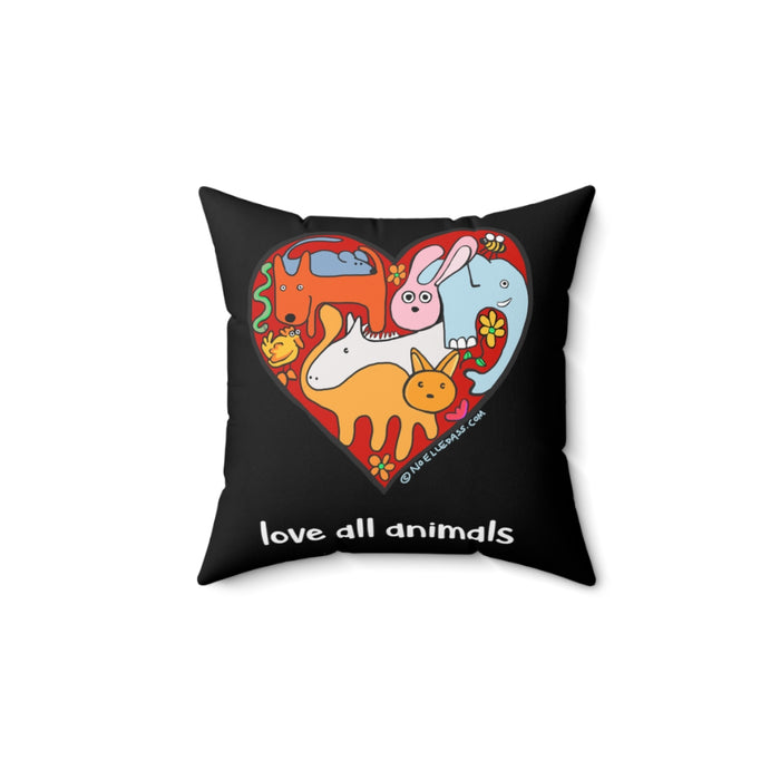 Love Animals and Happiness Dog on Swing Reversible Faux Suede Square Pillow Case