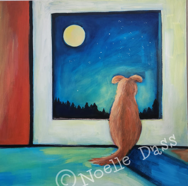 Dog Looking For Your original painting 36x36 x 1.5 inches