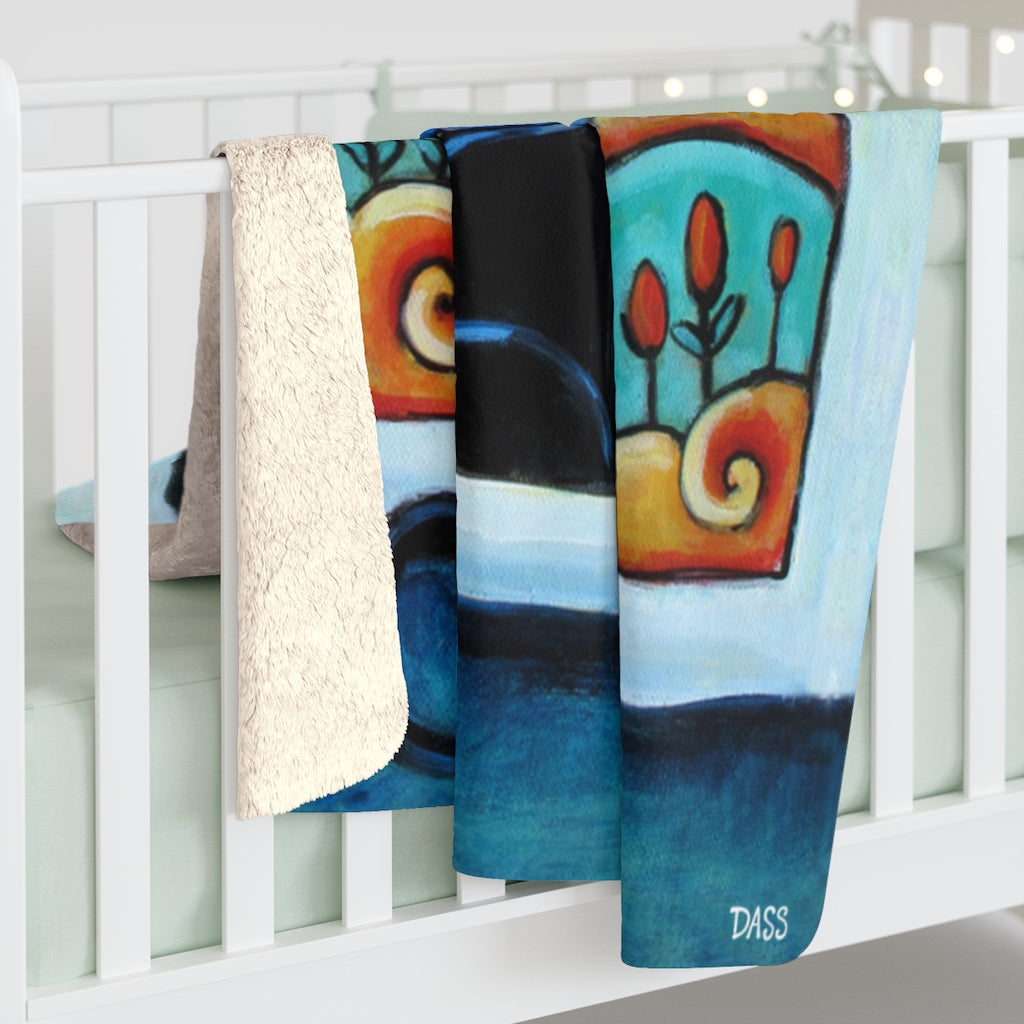 Cat Thinking of You Sherpa Fleece Blanket