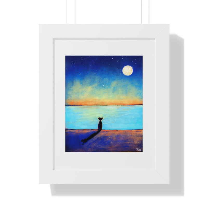 Contemplation Dog on Beach Framed Print