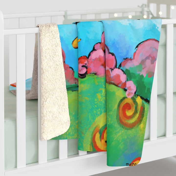 Happiness (Dog on Swing) Sherpa Fleece Blanket