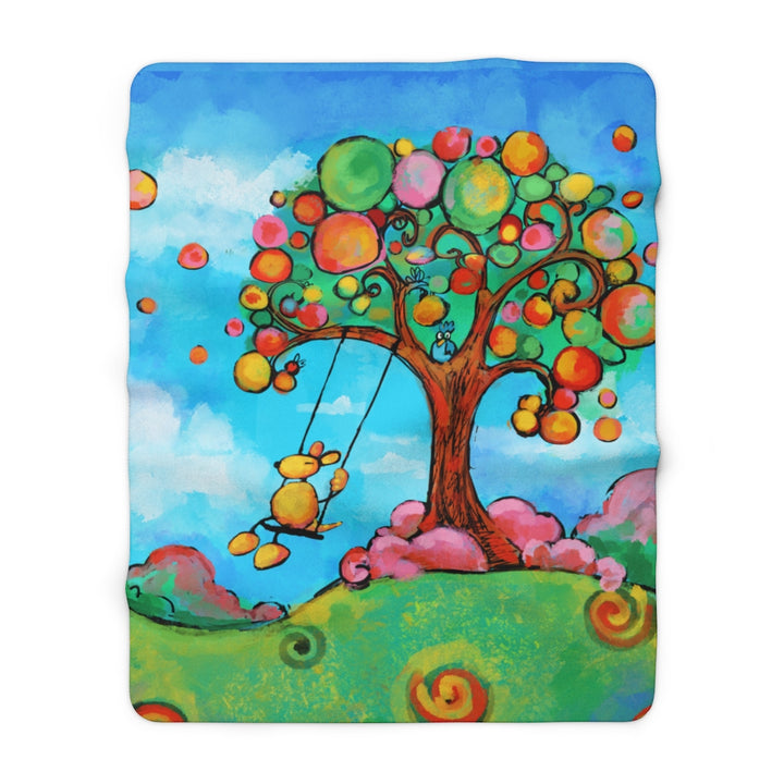 Happiness (Dog on Swing) Sherpa Fleece Blanket