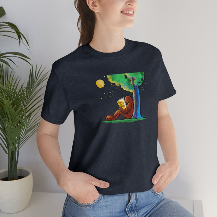 Bigfoot Reading How to Mingle Unisex Soft Cotton T-Shirt