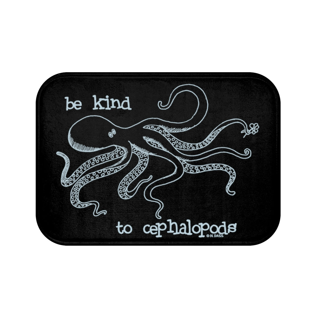 Be Kind to Cephalopods (Octopus) Black Plush Bath Mat