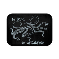 Be Kind to Cephalopods (Octopus) Black Plush Bath Mat