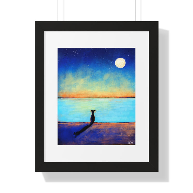 Contemplation Dog on Beach Framed Print