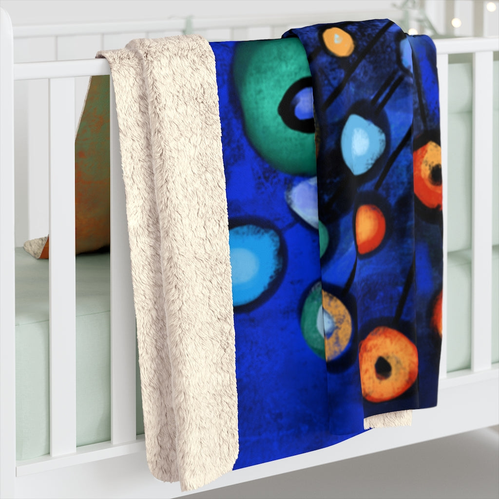 Peacock Wooing Chicken Sherpa Fleece Blanket