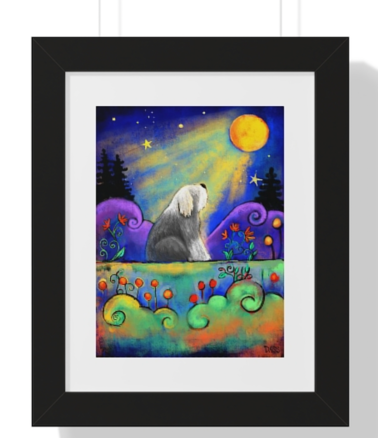 Sheepdog Gazing at Moon