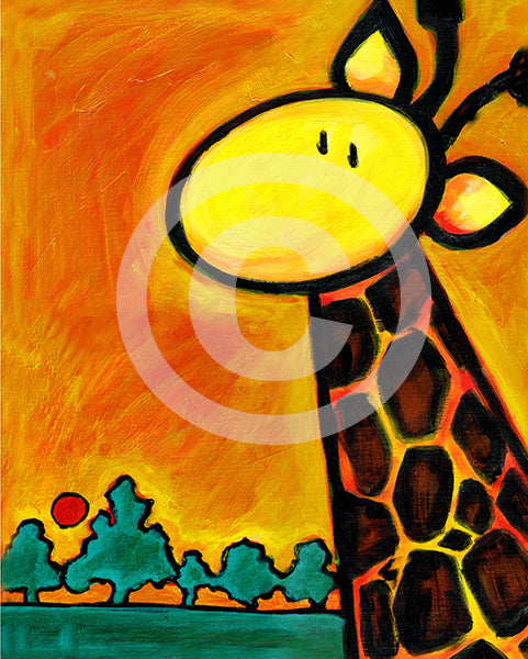 Giraffescape (Giraffe Art) - Colorful Animal, Aviation, whimsical, Airstream, Quotes Art Kids, Pediatrics, Happy Art