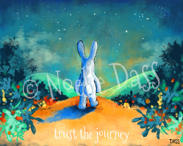 Trust the Journey Rabbit Walking on Trail